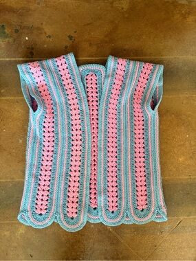 Handmade Crochet Vest in Pink & Aqua